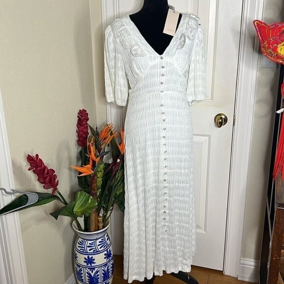 NWT CIEBON Madison Ruffle Shirred Maxi Dress SZ M - Picture 7 of 12